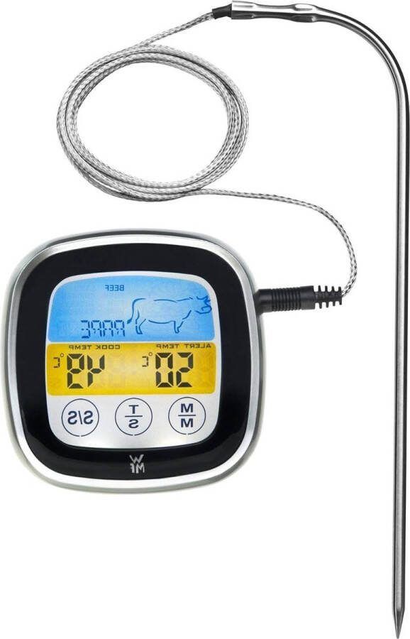 Vleesthermometer Keukenthermometer Digitale BBQ Thermometer met 5 Gaarstanden Led Touchdisplay Timer Magneethouder