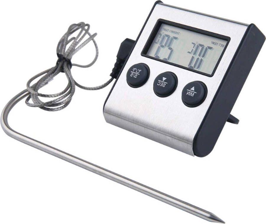 Vleesthermometer Keukenthermometer voor het koken Timer Probe Food Thermometer Grilling van vlees BBQ en water melk wijn vloeibare temperatuur met sonde