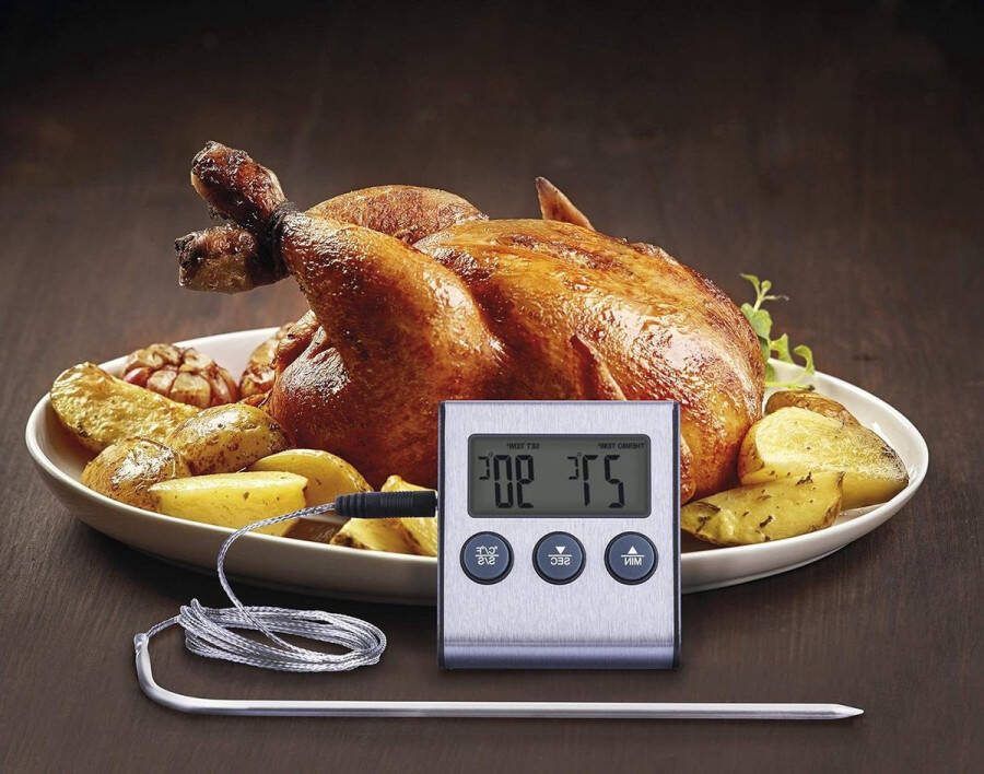 Vleesthermometer Keukentimer met grillthermometer-kookthermometer en sonde 14 m