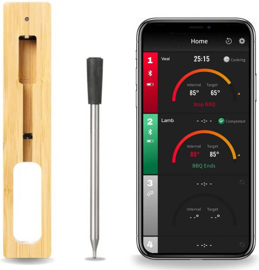 Celuxer™ Vleesthermometer Met Bluetooth en App Keukenthermometer Digitaal BBQ Accessoires Thermometer