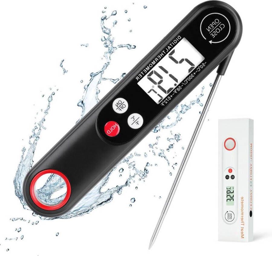Vleesthermometer onmiddellijke aflezing voedselthermometer lange sonde koken keuken barbecue vlees melk batterij inbegrepen