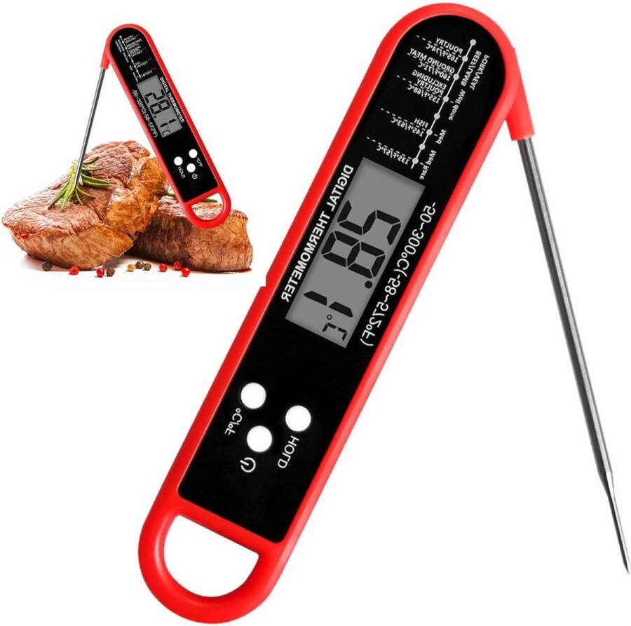 Vleesthermometer voor de oven LCD-scherm digitaal- opvouwbaar