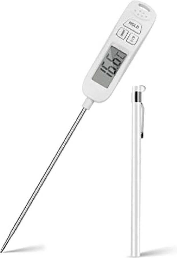 Vleesthermometer voor het koken van voedsel Instant Read keukenthermometer nauwkeurige thermometer met lange sonde groot LCD-scherm ℉ ℃ knop voor keuken bakken braden grillen barbecue (inclusief batterij)