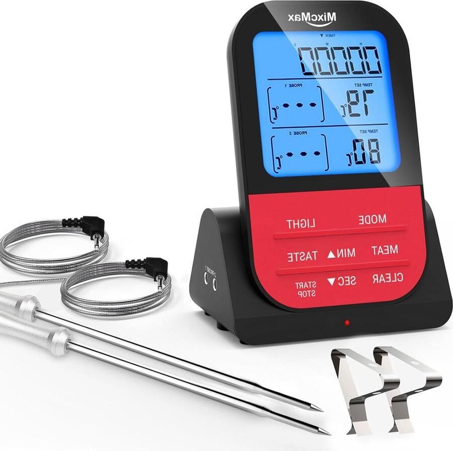 Vleesthermometer voor keuken gebak pizza kooksonde digitale barbecue timer magnetisch lcd-display