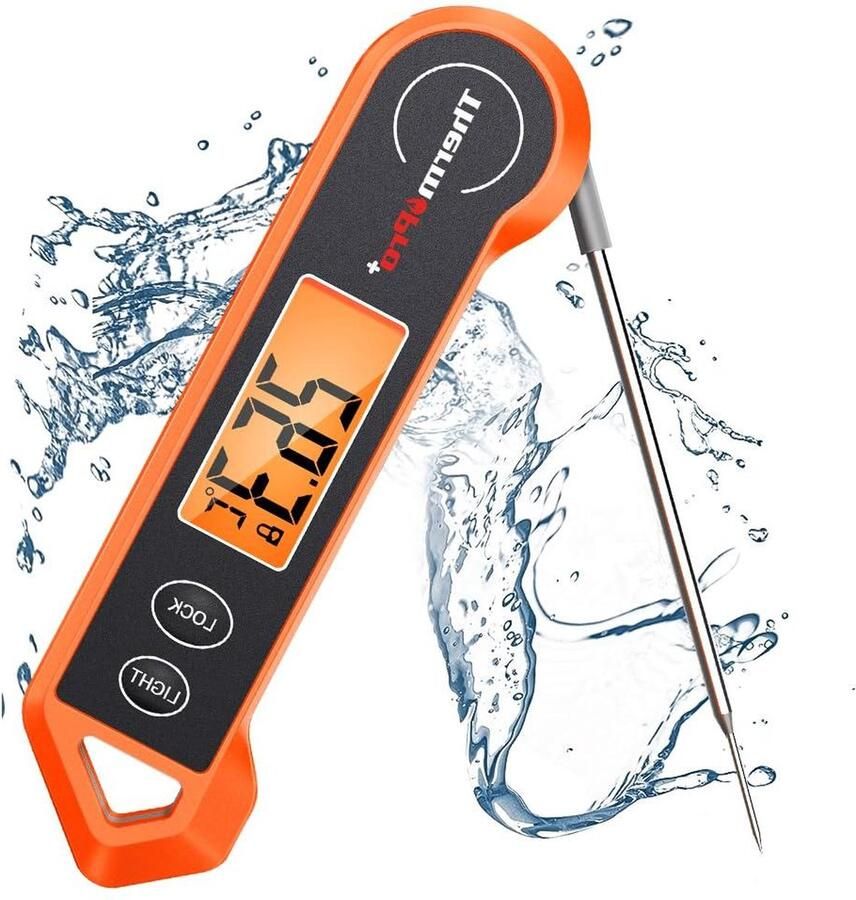 Vleesthermometer voor Koken Waterdichte Voedselthermometer met Temperatuursonde Keuken BBQ Grill Rookoven Olie Frituursnoepje met Ambidextrous achtergrondverlichting