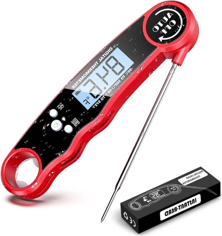 Vleesthermometer Waterdicht- Digitaal Grill BBQ Keukenthermometer LCD-Scherm Inklapbare Sonde Automatisch Aan Uit