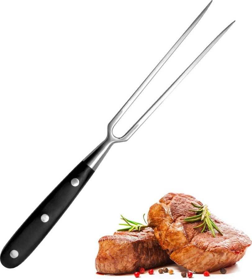 Vleesvork van roestvrij staal met handgreep 30 cm trancheervork grillvork serveervork braadvork professionele multifunctionele kookvork vleesvork voor grill keuken kalkoen braden diner