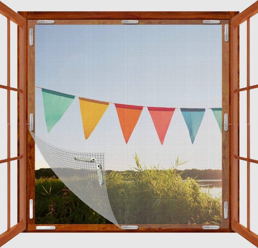 Vliegengaas raam dakraam muggennet magneetsluiting voor binnen en buiten zonder boren op maat te snijden (zwart 100 x 130 cm)