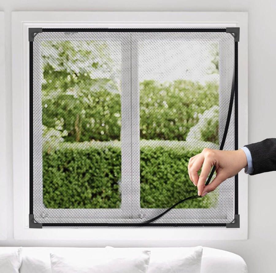 Vliegengaas voor ramen magnetisch met innovatieve magneetbevestiging maximale afmetingen 100 x 120 cm doe-het-zelf insectenbescherming magnetisch raamrooster geen boren eenvoudige