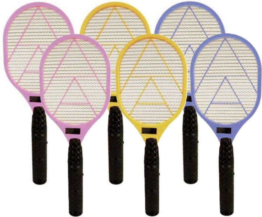 Vliegenmepper elektrisch 2x op batterijen mix kleuren kunststof 40 cm Insecten Muggen mepper