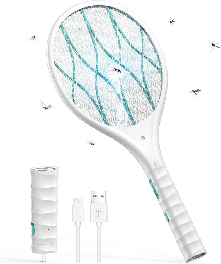 Vliegenmepper Elektrische CONOPU Insectenverdelger USB-vliegenvanger LED-lamp Afneembare zaklamp Oplaadbaar Dubbellaagse gaasbescherming Huis tuin Vliegenmepper