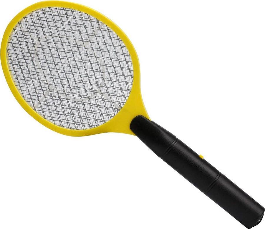Vliegenmepper insectenrackets kunststof werkt op batterijen zwart-geel 98770 met LED-verlichting Vliegenmepper