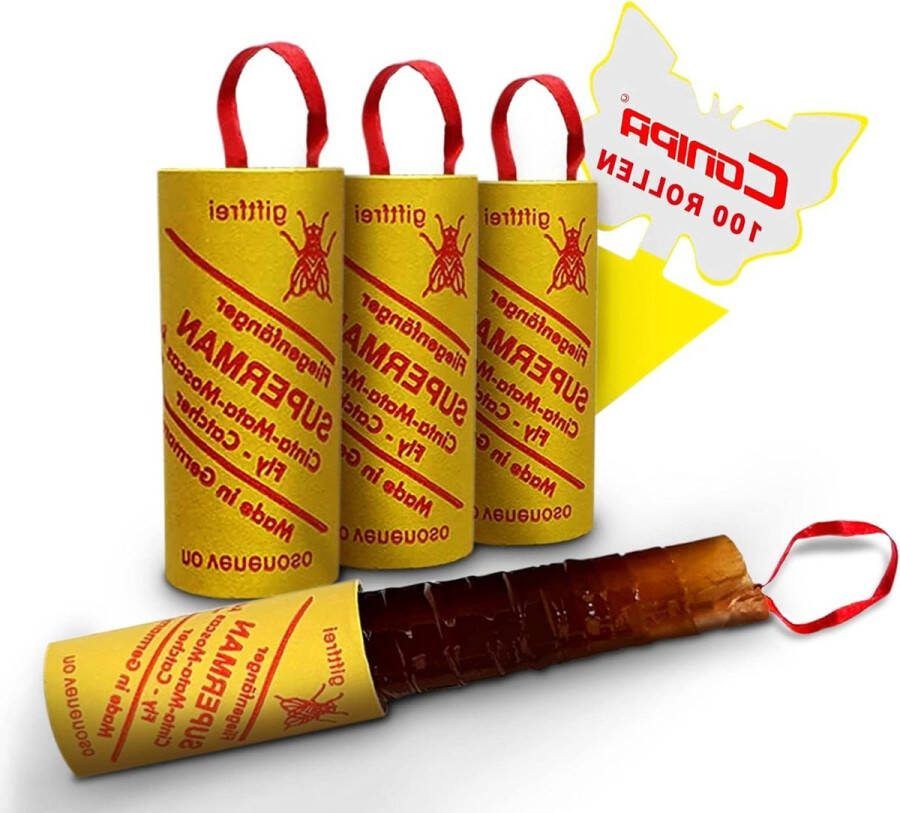Vliegenvanger-set met 100 lijmrollen extra gele sticker vliegenvanger tegen fruitvliegen Conipa gifvrije binnen val