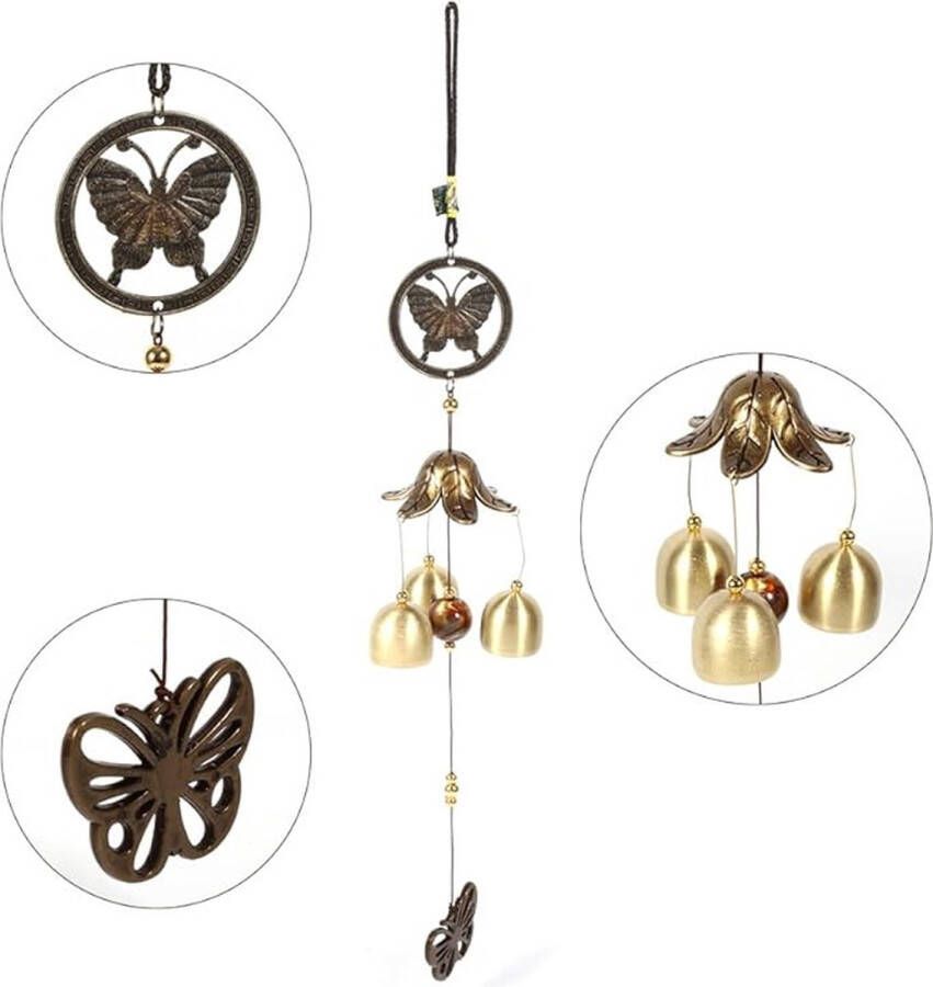 Vlinders Windgong Metalen Opknoping Windgong Vintage Wind Bells Ornament met Natuurlijke Ontspannende Rustgevende Geluid voor Huis Tuin Patio