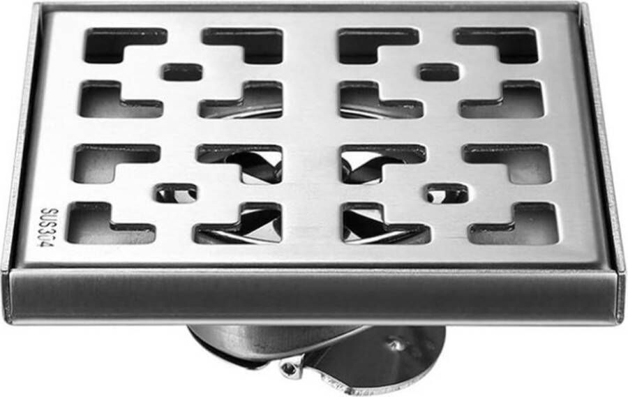 Vloerafvoer Vloersifon van roestvrij staal 12 x 12 cm Vierkant Geurremmend voor badkamer afval doucheafvoer wasserij tuin buitenkeuken Zilver 1 Stuk