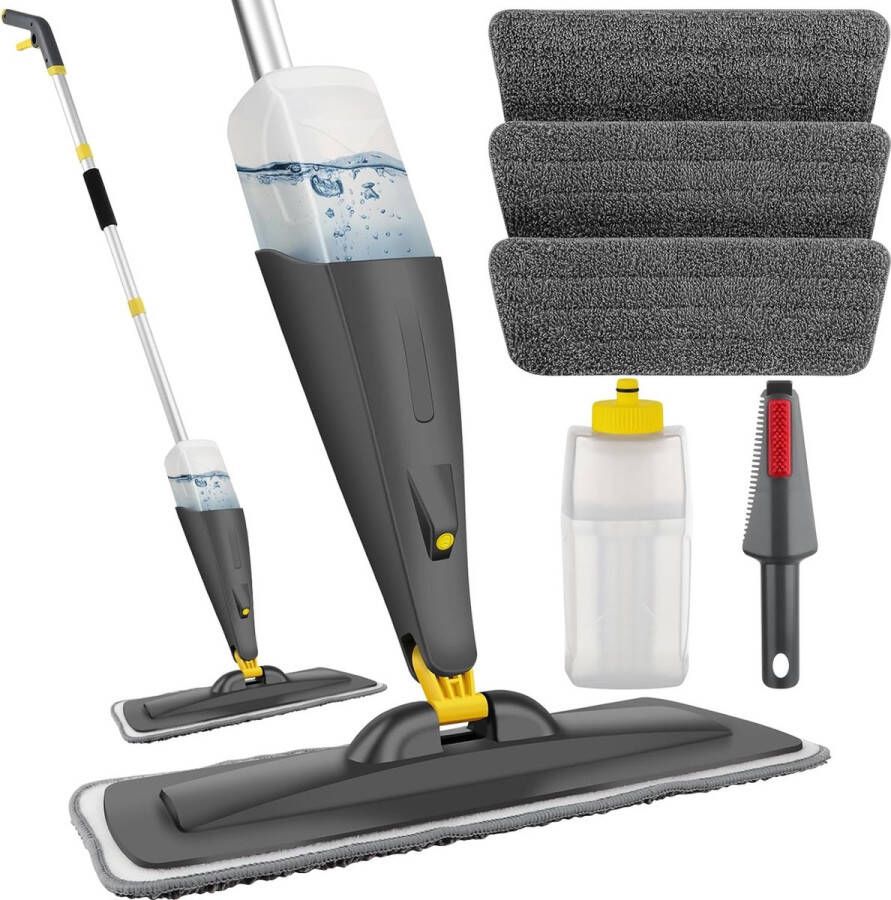 Vloerdweilen Spray Mop voor het reinigen van vloer 380 ml platte dweilen voor hardhout laminaat tegel keramische vloerreiniging microvezel vloerdweil met 3 herbruikbare pads 1 schraper