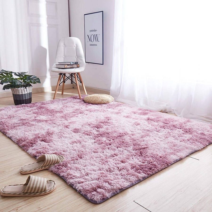 Vloerkleden voor woonkamer Shaggy Hoogpolig laagpolig tapijt Woonkamer Slaapkamerkleed Kinderkamer Tapijten roze 140x200cm