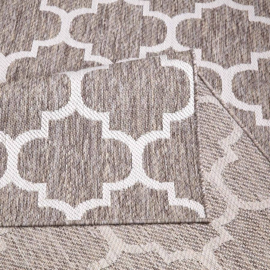 Vloerkleed outdoor weerbestendig beige 120 x 170 cm Marokkaans balkontapijt waterafstotend voor binnen en buiten voor terras tuin keuken badkamer of woonkamer