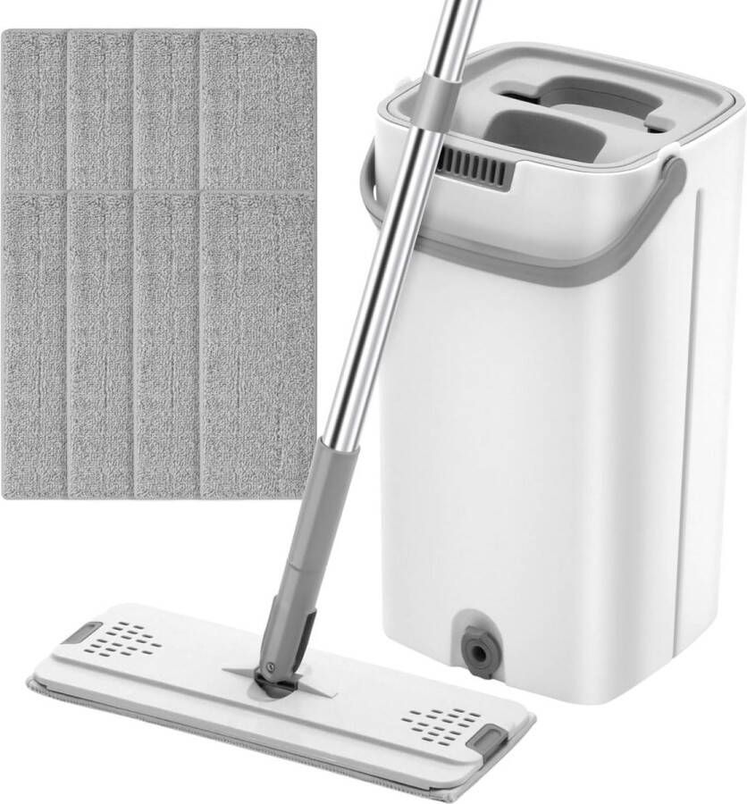 Vloerreinigingssysteem met wasbare microvezelpads handsfree was-vlakmopset voor hardhouten vlakmop