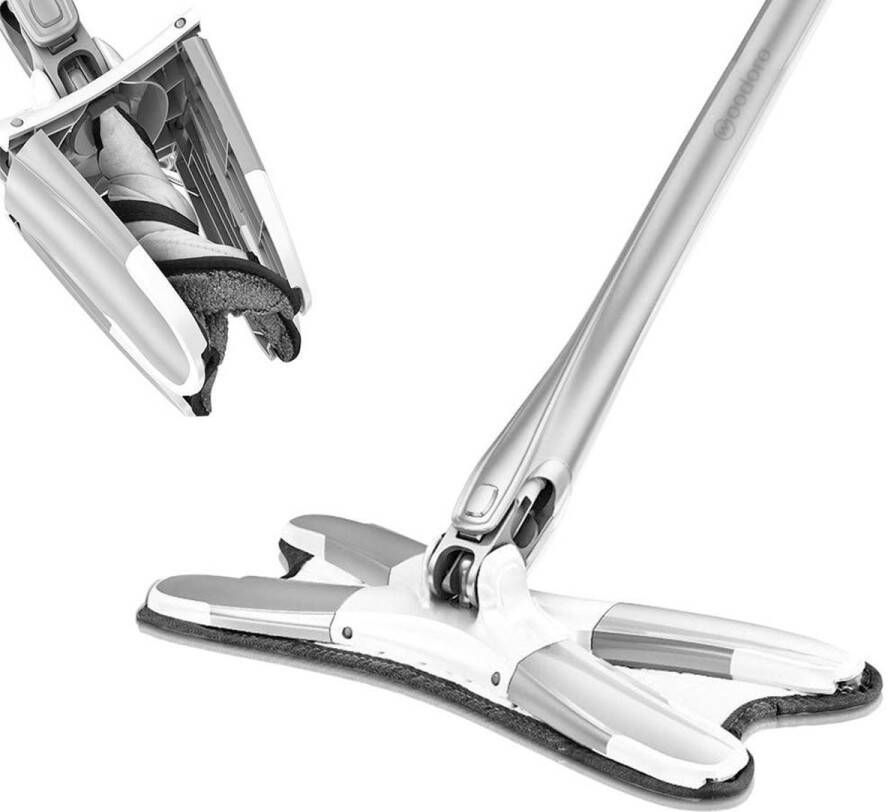 Vloerwisser Model X EasyWring Vloerreiniger Vloermop Dweilen Zonder Natte Handen 360 Graden Incl. Microvezel Dweil en Schraper