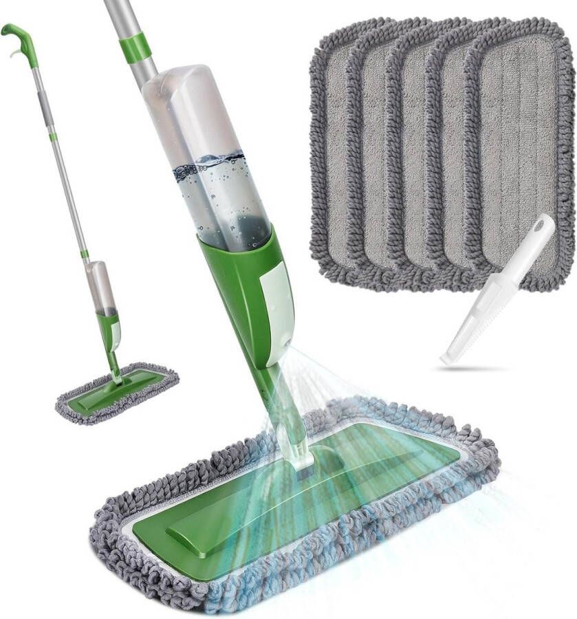 Vloerwisser sproeifunctie 550 ml waterreservoir hardhout marmer laminaat tegelvloer 5 dweilpads 1 schraper