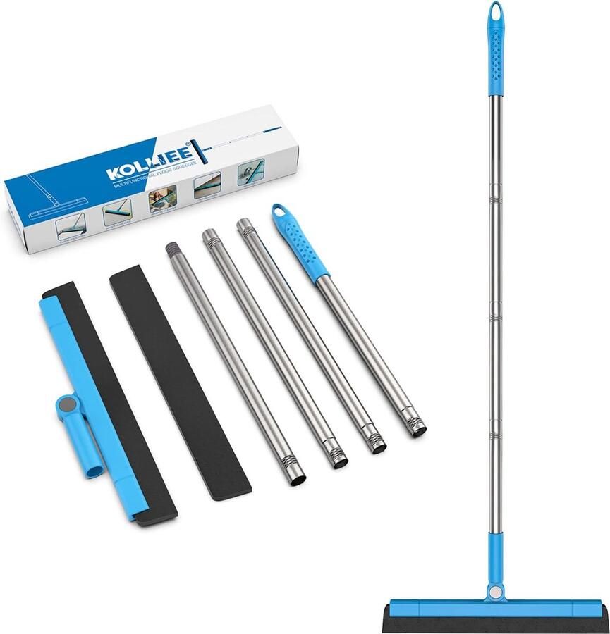Vloerwisser raamtrekker roestvrijstalen steel lengte 94 cm ideaal voor dierenhaar inclusief 2 wisserrubbers