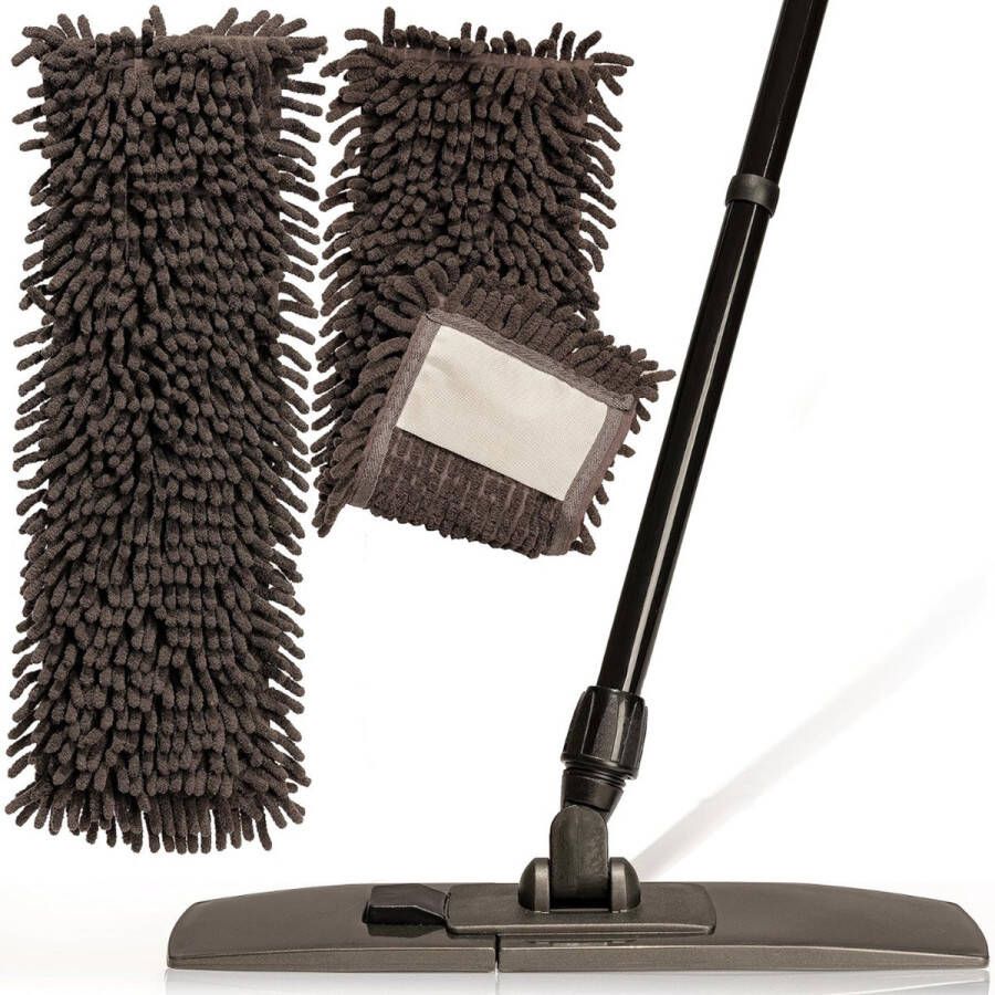 Vloerwissers Met Steel UltraGlide Deluxe Vloerwisser Set Inclusief Steel 2 x Microvezel Wisserovertrek (45 x 14 cm) 145 cm Lang