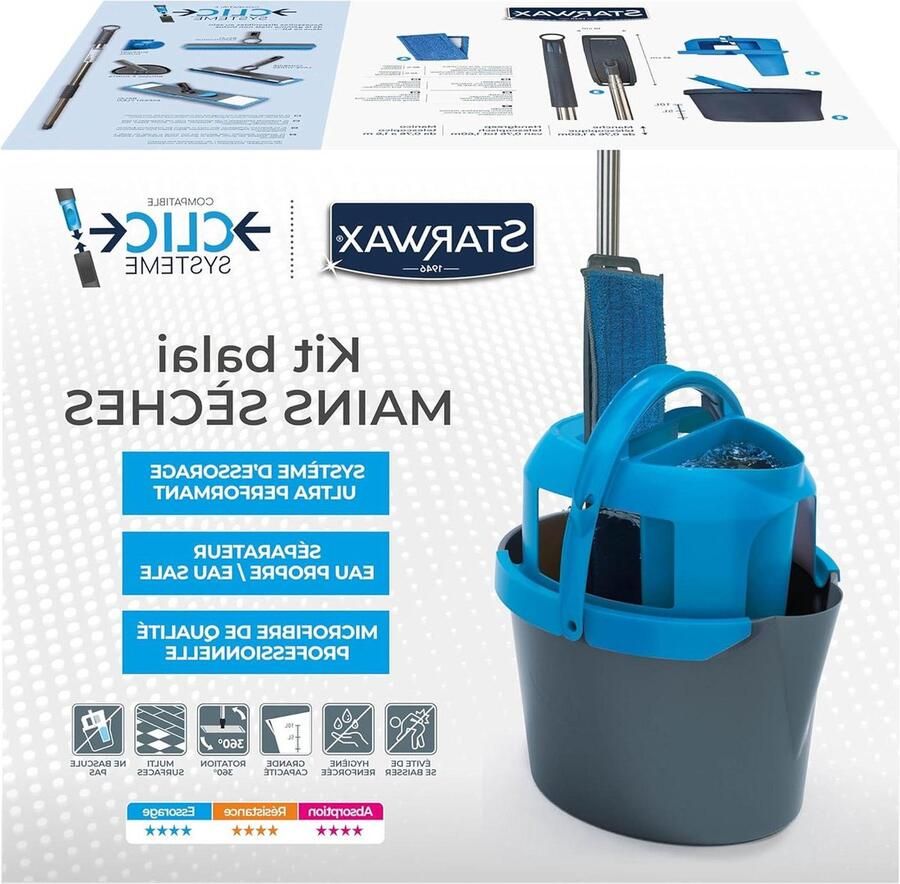 Vloerwisserset voor Droge handen Ultra-efficiënt uitwringsysteem Vers en vuil water scheiding Microvezel van professionele kwaliteit 360° rotatie van de wisser