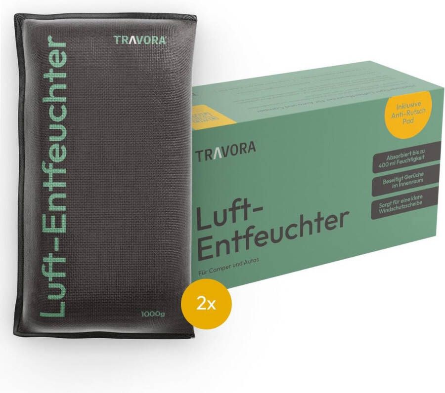 Vocht Luchtontvochtiger kussen 2 x 1 kg met anti-slip pad ontvochtiger herbruikbaar auto-interieur extra groot zwart