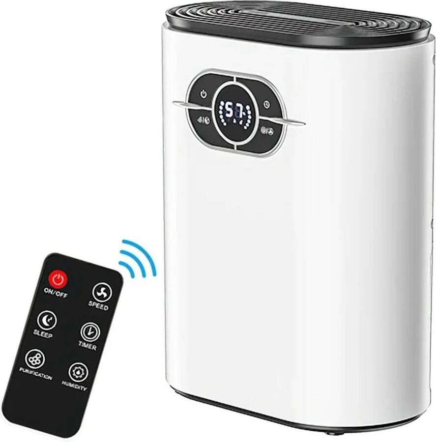 Vochtvreter Elektrisch Deshumidificateur Luchtontvochtiger Dehumidifier Ontvochtiger Luchtreiniger Voor in Huis Slaapkamer & Badkamer Op afstand Instelbaar Wit