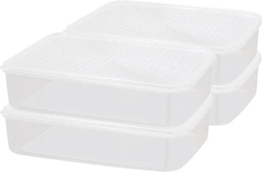 Voedsel Opslag Containers 1.1L*4 Magnetron Vriezer Vaatwasser Lunchdozen Koelkast Organizer Bakken met Deksel diepvriesdozen