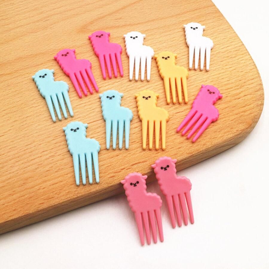 Voedsel prikkers Broodtrommeldecoratie Prikkers Lama Alpaca Gezellige broodtrommel Vorkjes