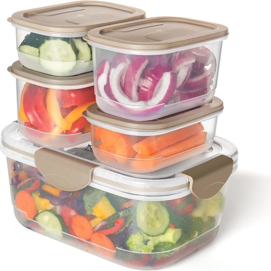 Voedselbewaarcontainers met dekselset set van 5 Tupperware-containers maaltijdbereidingsdozen voedselcontainers BPA-vrije voedselbewaarcontainers voor magnetrons en koelkasten