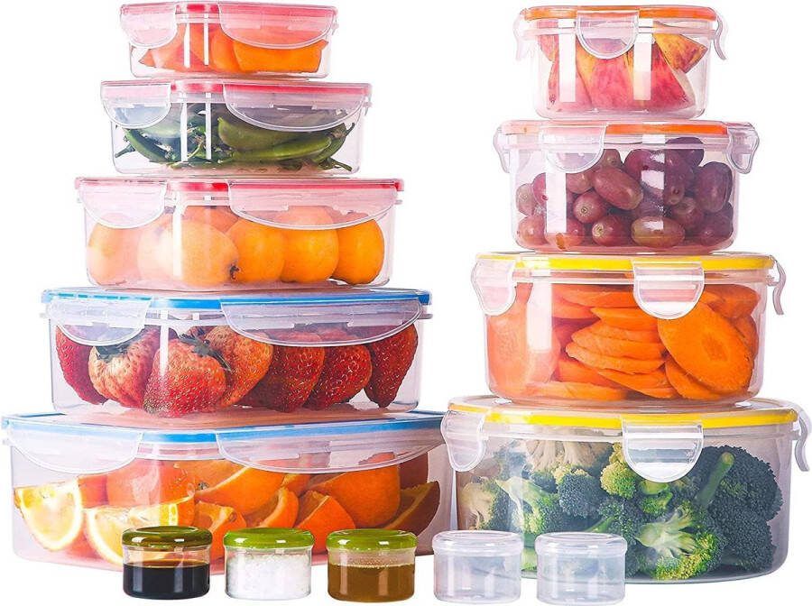 Voedselbewaarcontainers set 14-delig plastic voedselbewaarcontainers met luchtdichte deksels BPA-vrije bewaarcontainers lekvrij vriezer- & magnetron- & vaatwasserbestendig