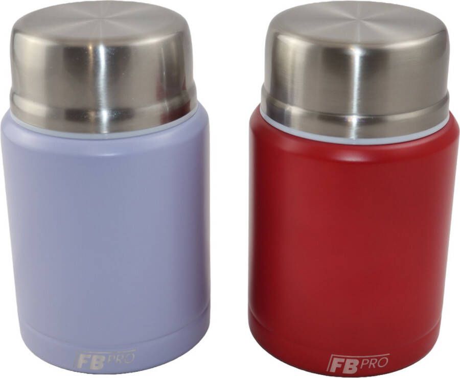 Voedselcontainer voor elkaar compacte thermosbeker thermos container lichtpaars en rood thermoskan voor eten en drinken RVS lepel inbegrepen ook voor soep koffie en meer! overal eten warmhouden lunchbox voor iedereen