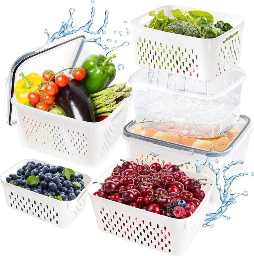 Voedselcontainers met deksel 4 stuks luchtdichte containers voor groenten en fruit kunststof koelkastcontainer keuken dispenser
