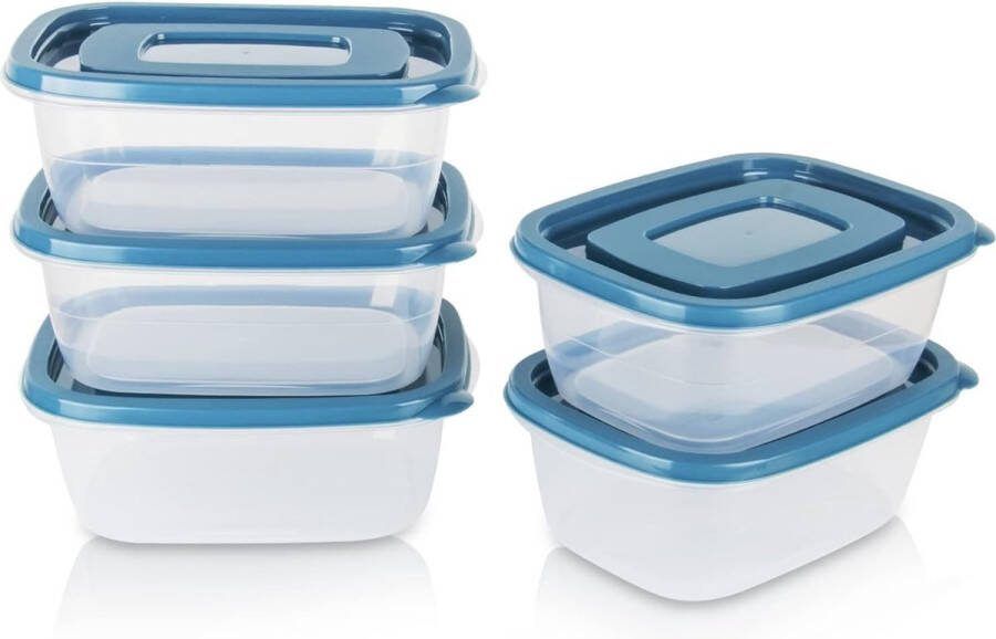Voedselcontainers opbergset (1000ML per doos) BPA-vrij rechthoekig kunststof voedselcontainers met deksel stapelbaar voor school werk reizen en maaltijden 10 stuks
