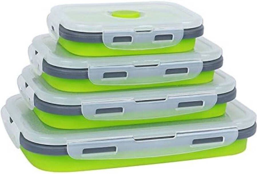 Voedselcontainers pak van 4 opvouwbare voedselopslagcontainers siliconen opslagcontainers opvouwbare lunchbox graancontainer