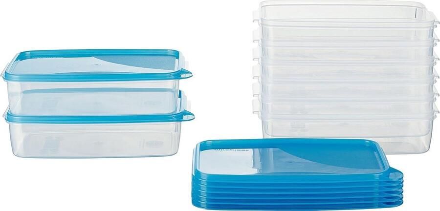 Voedseldozen diepvries 15 liter Set van 8 rechthoekig plat Oostenrijkse kwaliteit blauw 23 x 15 x 65 cm diepvriesdozen