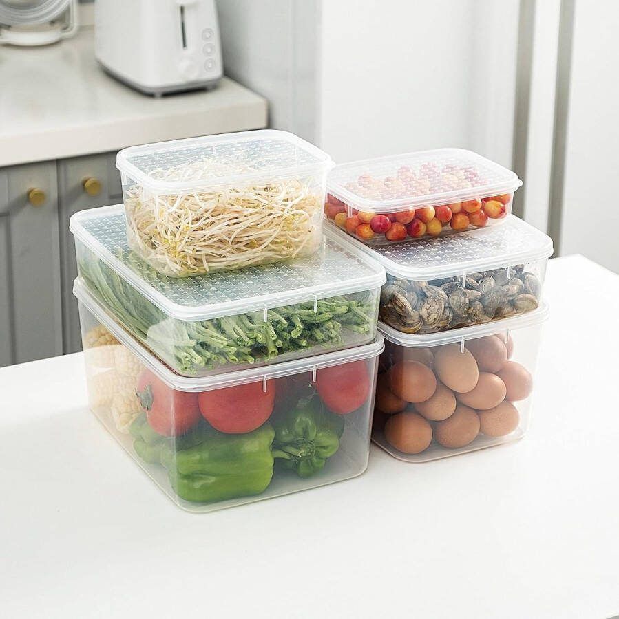 Voedselopslagcontainers Magnetron vriezer en vaatwasmachinebestendig Lunchboxen Koelkast organizer Bakken met deksel freezer organizer bins