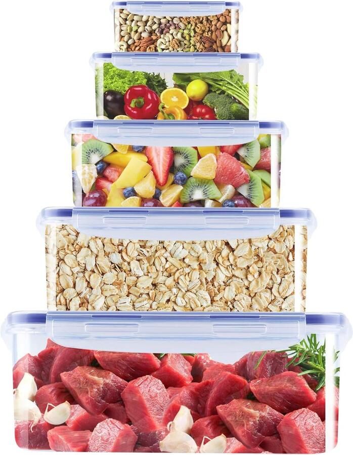 Voedselopslagcontainers met deksel lunchbox maaltijdbereidingsdozen diepvriescontainers voedselopslagcontainers voor kinderen of keuken magnetron vaatwasser en vriezerbestendig (rechthoekig)