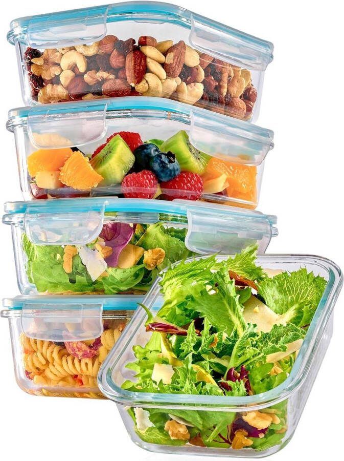 Voedselopslagcontainers met Deksel Set van 4 1000 ml Stapelbaar en Luchtdicht BPA Vrij meal prep
