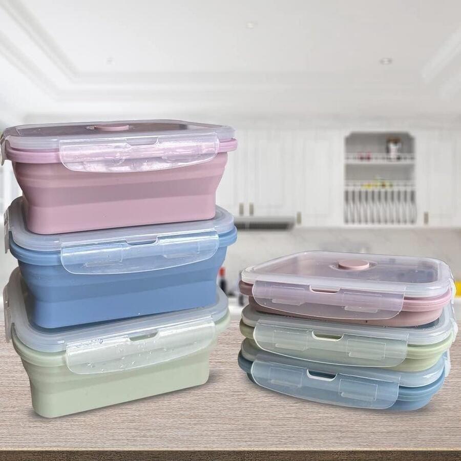 Voedselopslagcontainers met deksels 3-delige set 800 ml herbruikbare siliconen containers lunchcontainers bento-dozen magnetron vriezer vaatwasser magnetron bakjes met deksel