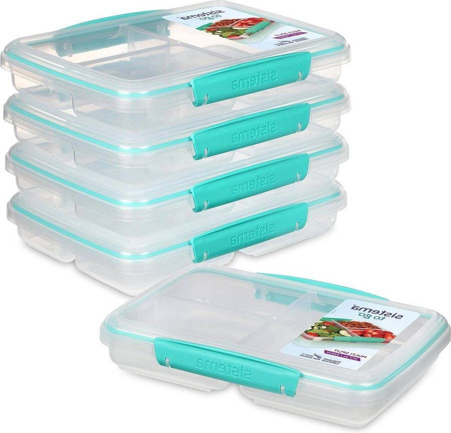 Voedselopslagcontainers Met scheidingswanden en clips Multi Split Meal Prep Boxes BPA-vrij 820 ml 5 tellen compact en draagbaar Meal prep bakjes