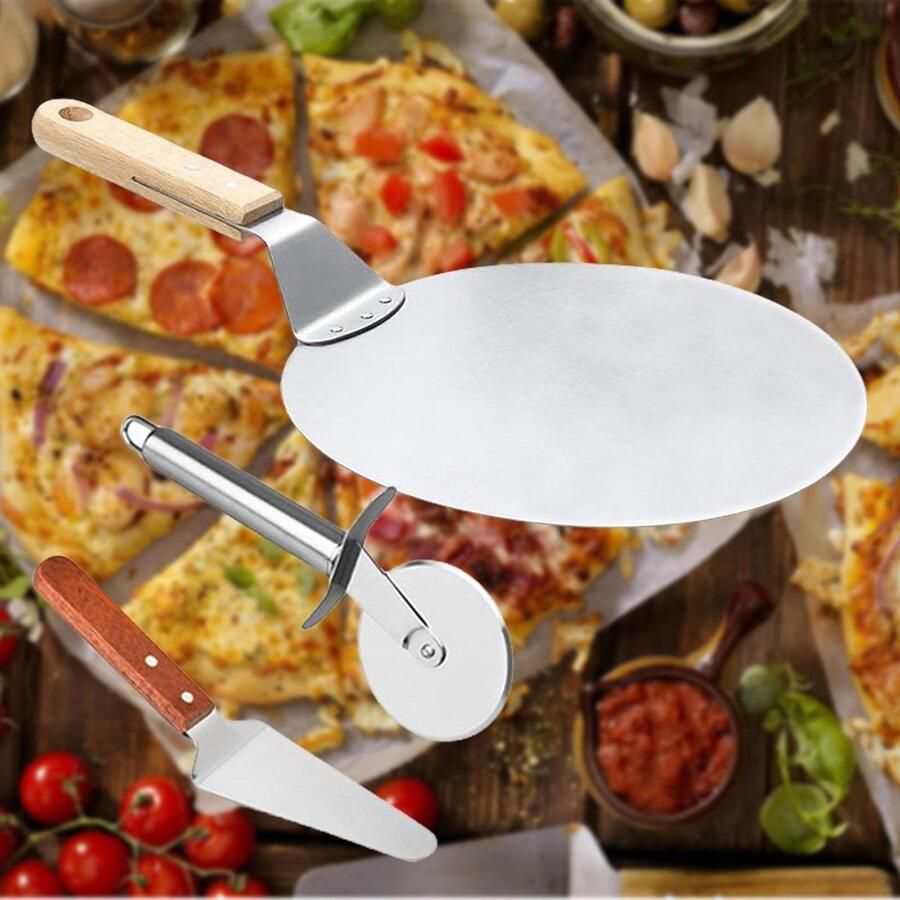 Voedselveilige roestvrij stalen grote pizzaschep met inklapbare houten handgreep Handgemaakt Pizzaovenaccessoires