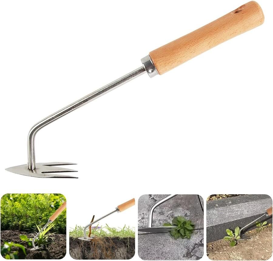 Voegenkrabber onkruidverdelger onkruidverwijderaar voegenkrabber met steel onkruidsteker roestvrij staal tuingereedschap voor tuin gras graven verplanten wieden