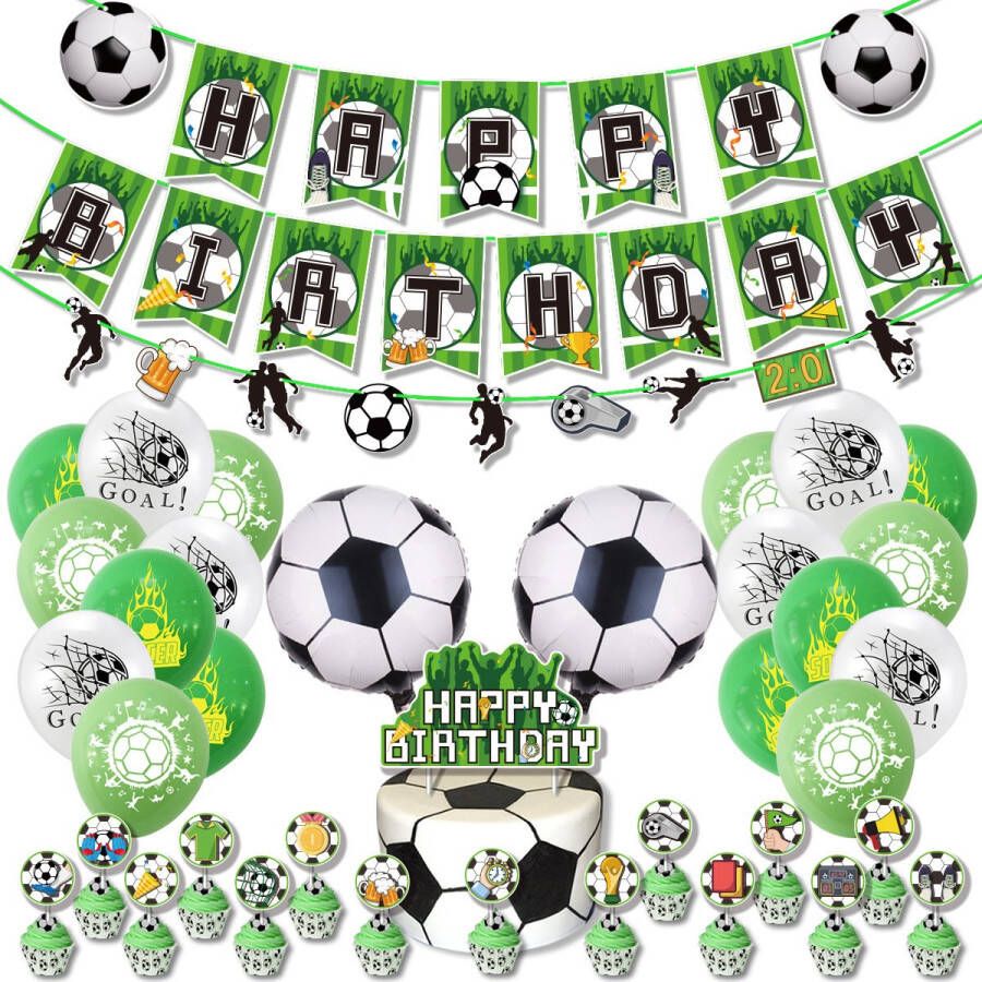Voetbal Football Soccer Verjaardag Versiering voor Kinderen Decoratie voor kinderfeestje Volledige set 40 stuks incl. 2 folie ballonnen