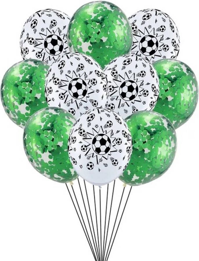 Voetbal Knoopballonnen 10 Stuks Themafeest Voetbalfan Versiering Decoratie Verjaardag Birthday Partijtje Kinderfeestje Kinderen Voetbalwedstrijd Sport Club WK EK Toernooi Goal