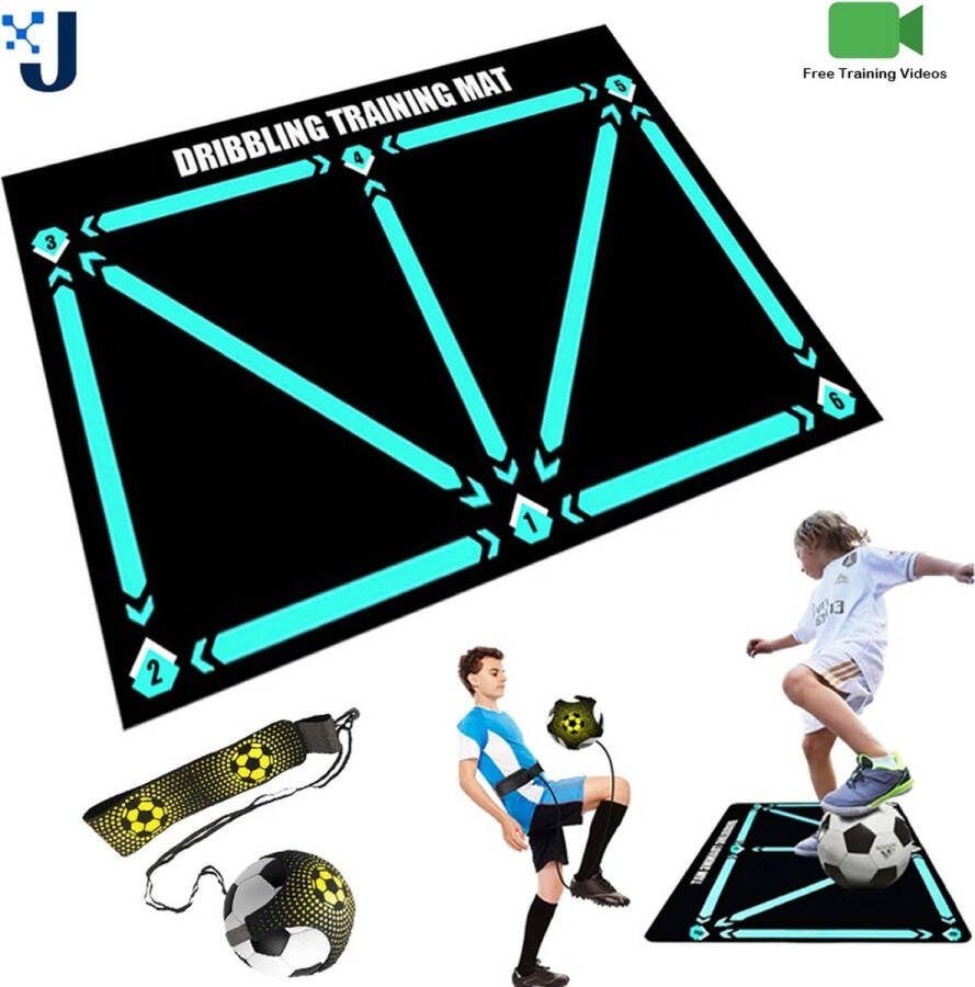 Voetbal Trainingsmat Dribbelmat Voetbal Training Mat Voetbaltrainingsmateriaal Voetbal Trainingsmateriaal Voetbal Training Voetbal Spullen VoetbalDribbelen Inclusief trainingsvideo Kicktrainer 90x60 cm Opvouwbaar