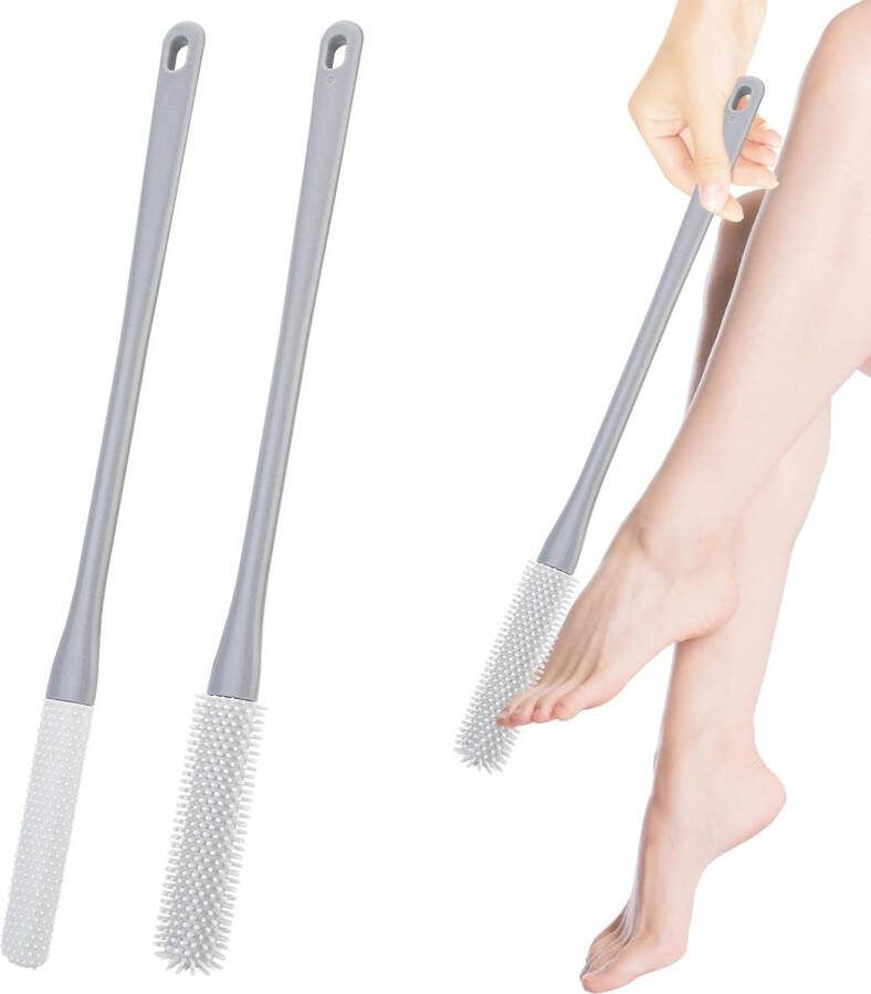 Voetborstel teenborstel voetborstel voor de douche doucheborstel met lange steel voetpeelingborstel 40 cm zachte siliconen voetwasborstel met handvat voetreinigingsborstel douche voetverzorging voetborstel